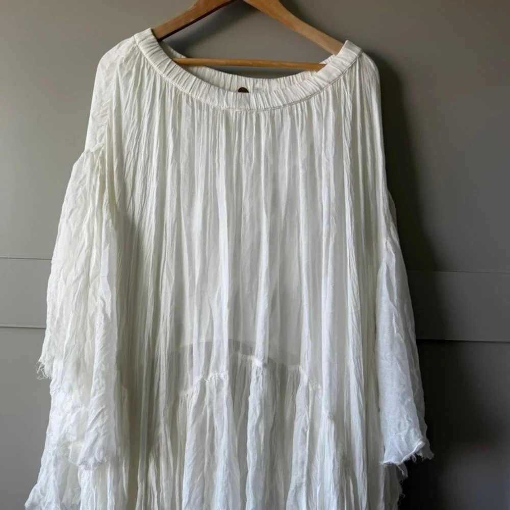 Free People White Handkerchief Raw Hem Sheer One Clover Skirt Sz S/M Boho - Picture 7 of 16